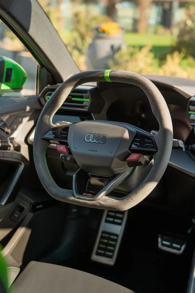 Audi RS3 Restyling 2025, interior — Venice Lux Car Rental, Venice. The 2025 Audi RS3 Restyling keeps its footprint compact while putting 400 hp through a…