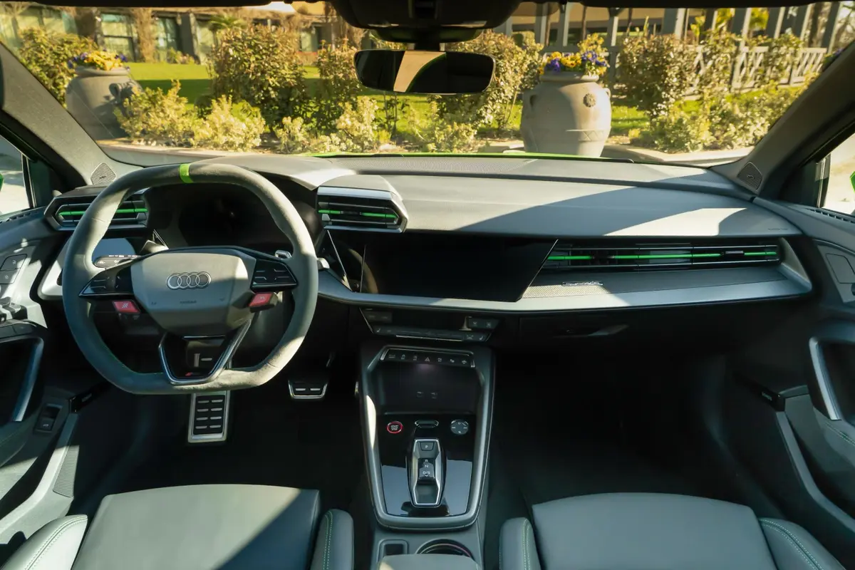 Audi RS3 Restyling 2025, dashboard — Venice Lux Car Rental, Venice. The 2025 Audi RS3 Restyling keeps its footprint compact while putting 400 hp through a…