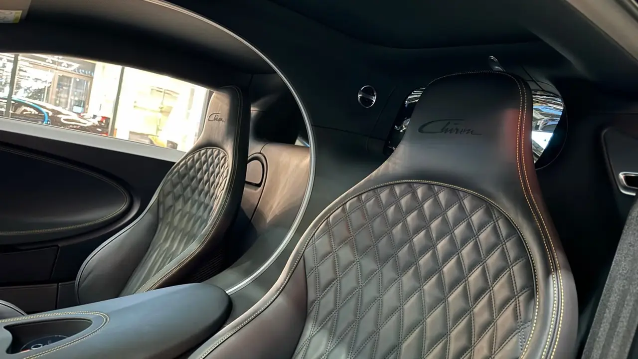 Bugatti Chiron 110 Ani 2019, interior — Venice Lux Car Rental, Venice. The 2019 Bugatti Chiron 110 Ani carries 1500 hp and four seats inside a supercar body…