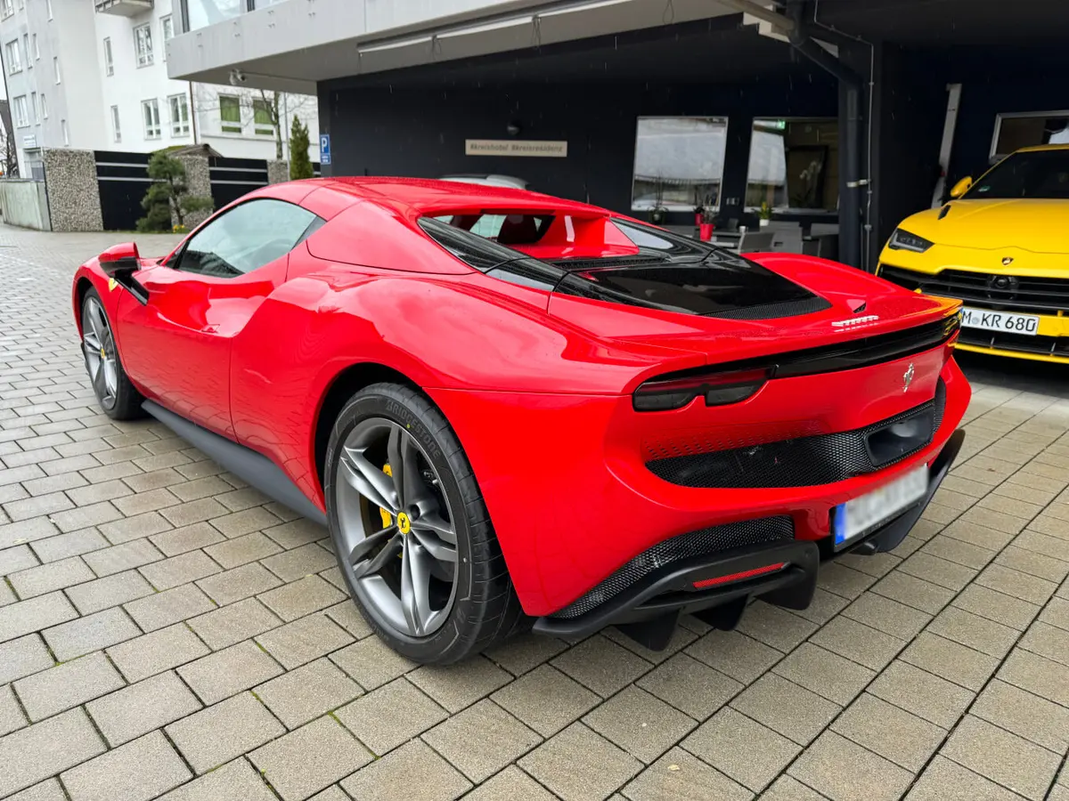 Ferrari 296 GTS Spider 2024, exterior — Venice Lux Car Rental, Venice. The Ferrari 296 GTS pairs 819 hp with a folding hard top, so the transition from sealed…