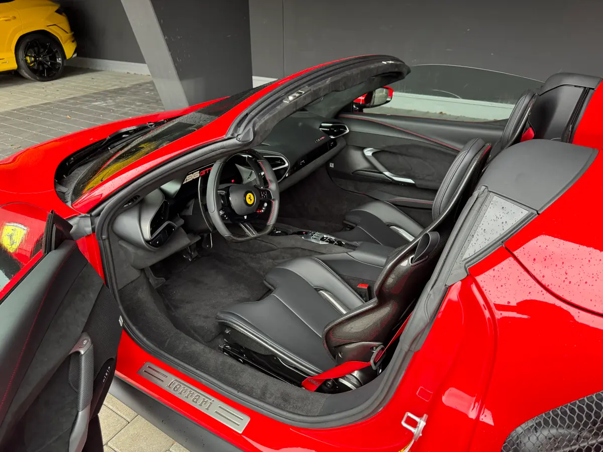 Ferrari 296 GTS Spider 2024, dashboard — Venice Lux Car Rental, Venice. The Ferrari 296 GTS pairs 819 hp with a folding hard top, so the transition from sealed…