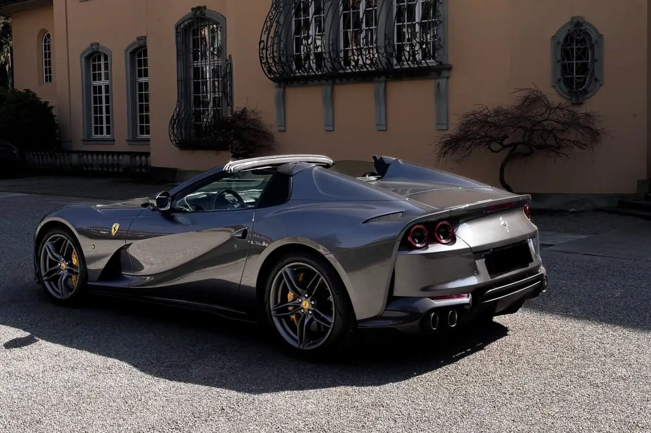 Ferrari 812 GTS 2024, front view — Venice Lux Car Rental, Venice. The 2024 Ferrari 812 GTS puts 800 hp behind two seats and leaves little room for…