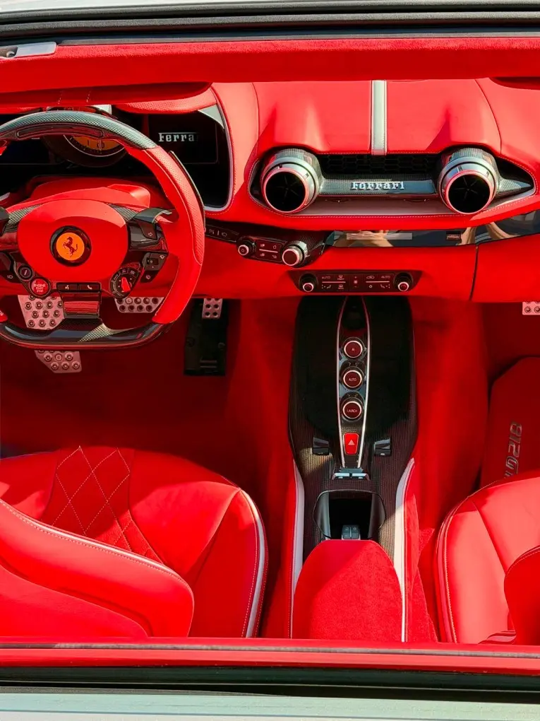 Ferrari 812 GTS 2024, dashboard — Venice Lux Car Rental, Venice. The Ferrari 812 GTS pairs a 789 hp naturally aspirated V12 with a folding hard top, a…
