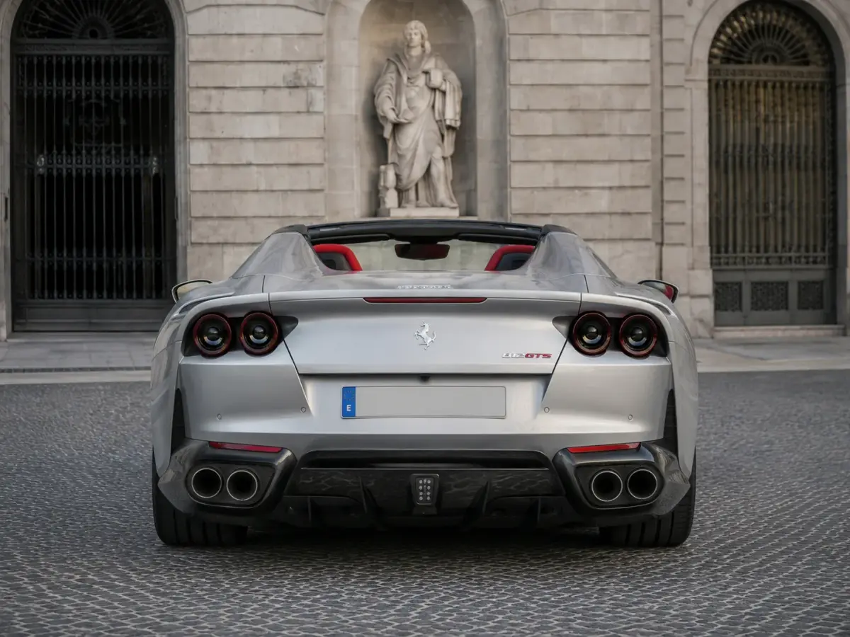 Ferrari 812 GTS 2024, exterior — Venice Lux Car Rental, Venice. The 2024 Ferrari 812 GTS puts 800 hp behind two seats and leaves little room for…