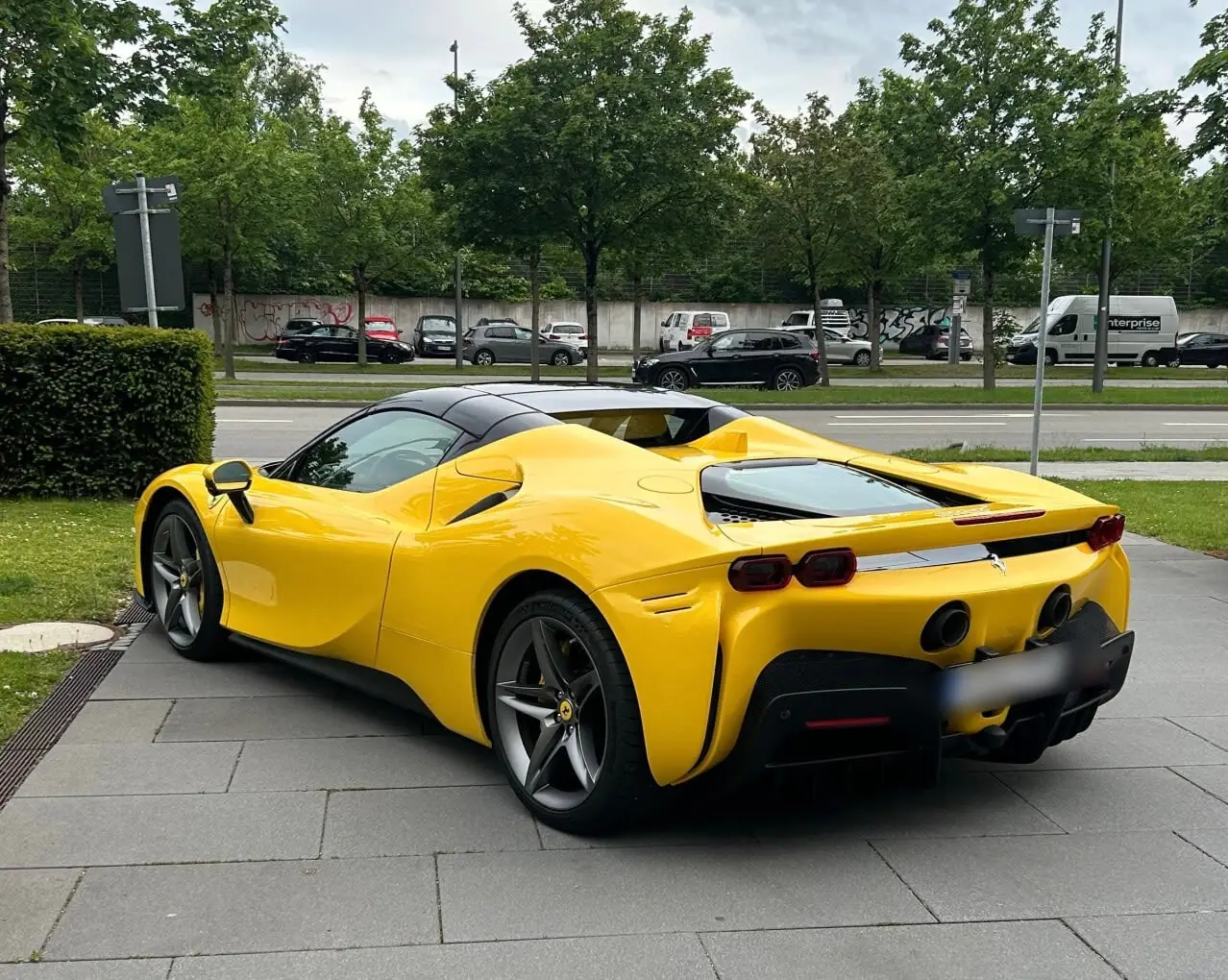 Ferrari SF90 Spider 2024, front view — Venice Lux Car Rental, Venice. The Ferrari SF90 Spider sits at the top of what a two-seat convertible can do: 986 hp…