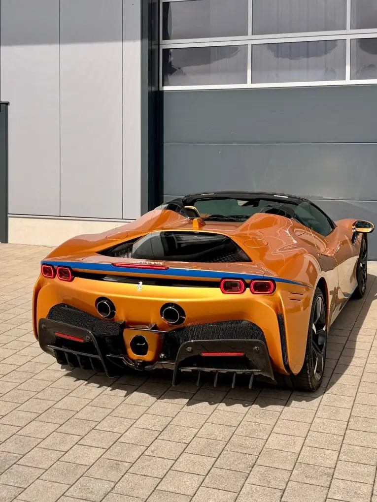 Ferrari SF90 Spider Tailor Made 2025, interior — Venice Lux Car Rental, Venice. The Ferrari SF90 Spider Tailor Made sits at the top of the plug-in hybrid line, pairing a…
