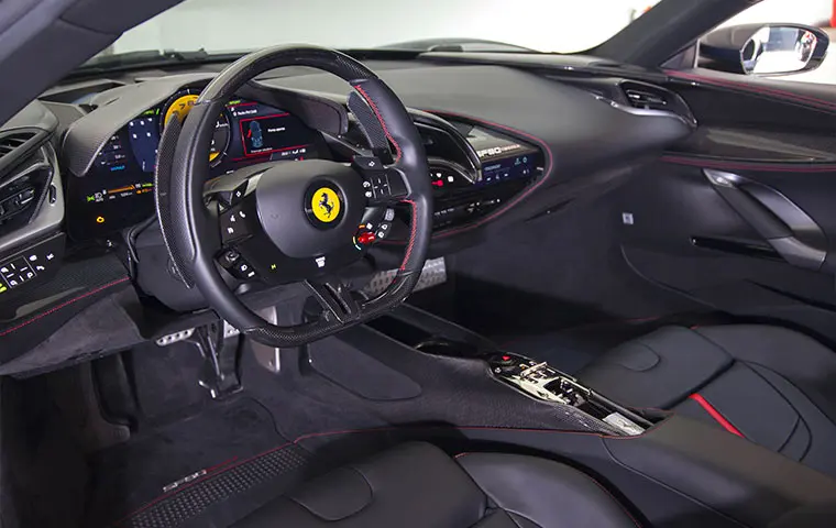 Ferrari SF90 Stradale 2025, exterior — Venice Lux Car Rental, Venice. The Ferrari SF90 Stradale sits at the top of the marque's current road-legal range, and…