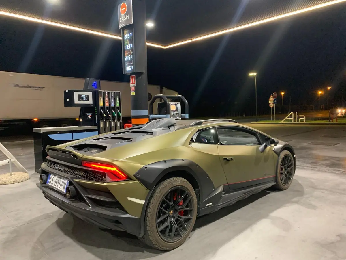 Lamborghini Huracan Sterrato 2024, front view — Venice Lux Car Rental, Venice. The Lamborghini Huracan Sterrato is the rally-raised version of Sant'Agata's V10…