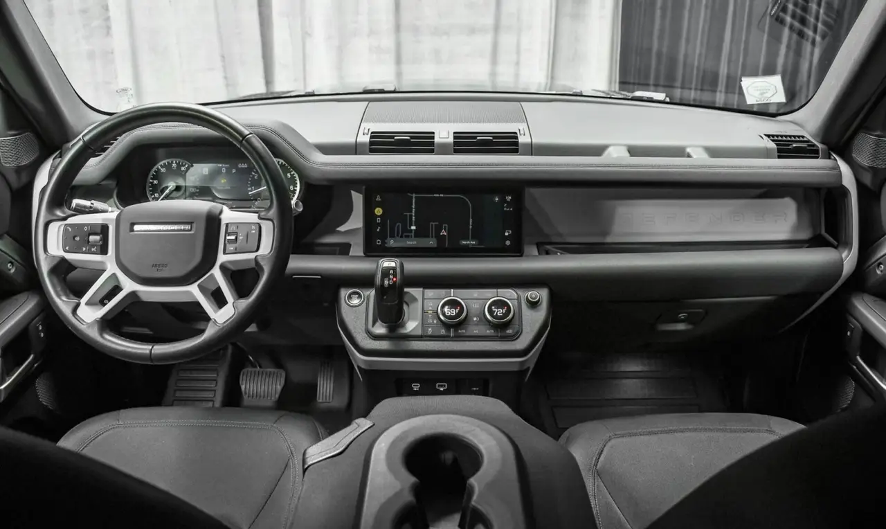 Land Rover Defender X-Dynamic 7 seater 2024, dashboard — Venice Lux Car Rental, Venice. The Defender X-Dynamic in seven-seat configuration is built for groups who need real…