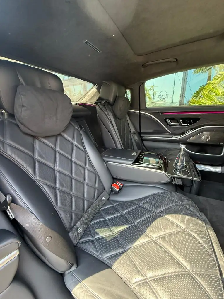 Maybach S580 2023, interior — Venice Lux Car Rental, Venice. The Maybach S580 is built for arriving rather than driving fast, and it shows the moment…