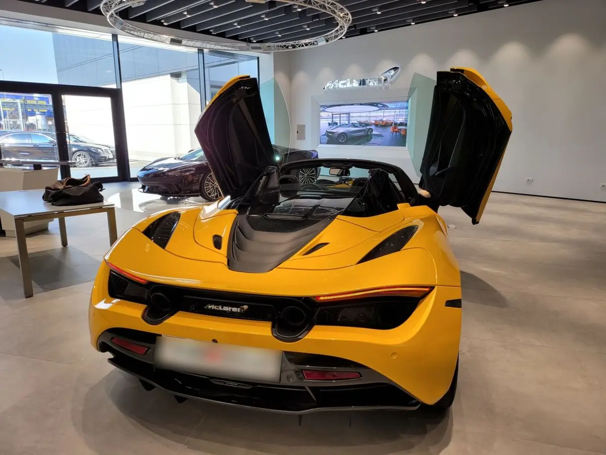 McLaren 720S Spider 2022, interior — Venice Lux Car Rental, Venice. The McLaren 720S Spider does not ease into speed, it delivers it — 720 hp routed through…