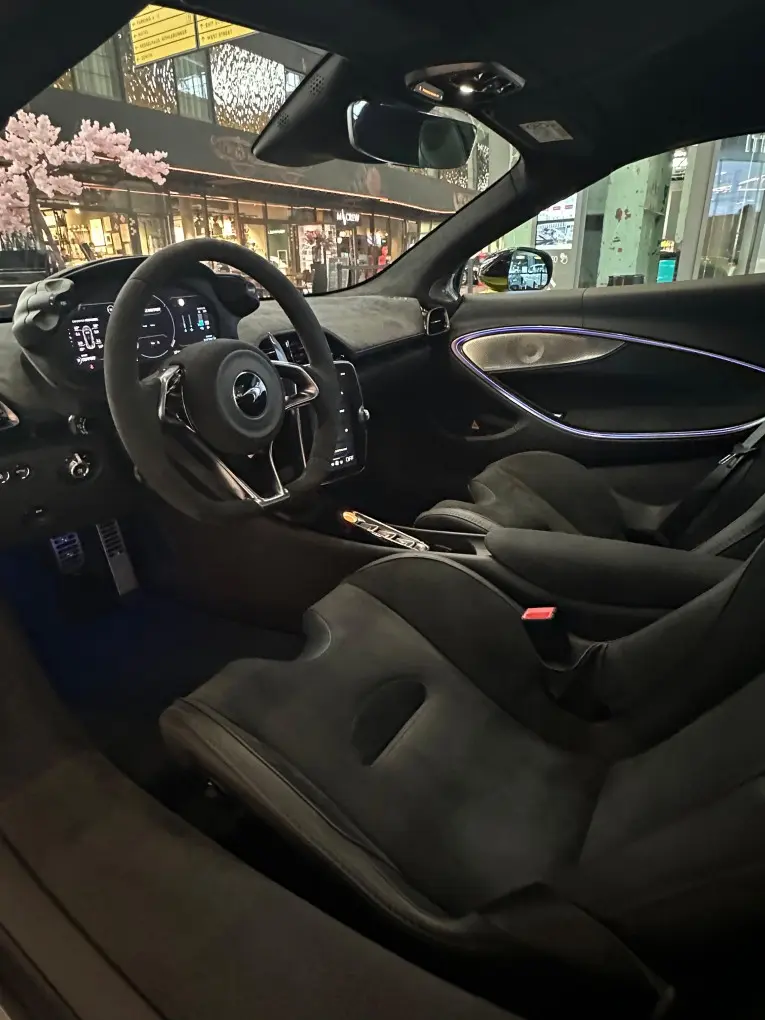 McLaren Artura Spider 2024, dashboard — Venice Lux Car Rental, Venice. The McLaren Artura Spider pairs a twin-turbo V6 with electric assistance to produce 671…