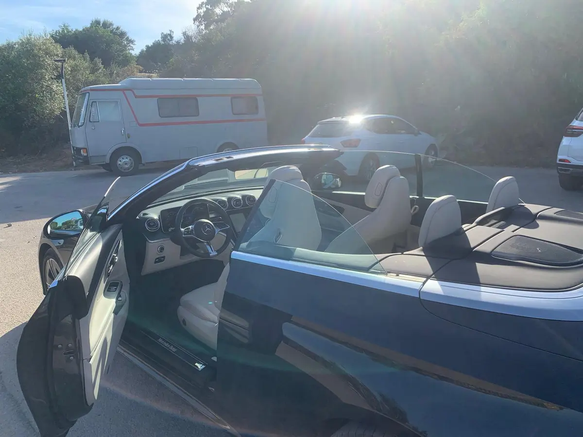Mercedes Benz CLE Cabrio 2025, rear view — Venice Lux Car Rental, Venice. The 2025 Mercedes Benz CLE Cabrio is a four-seat convertible with 258 hp, sized for two…
