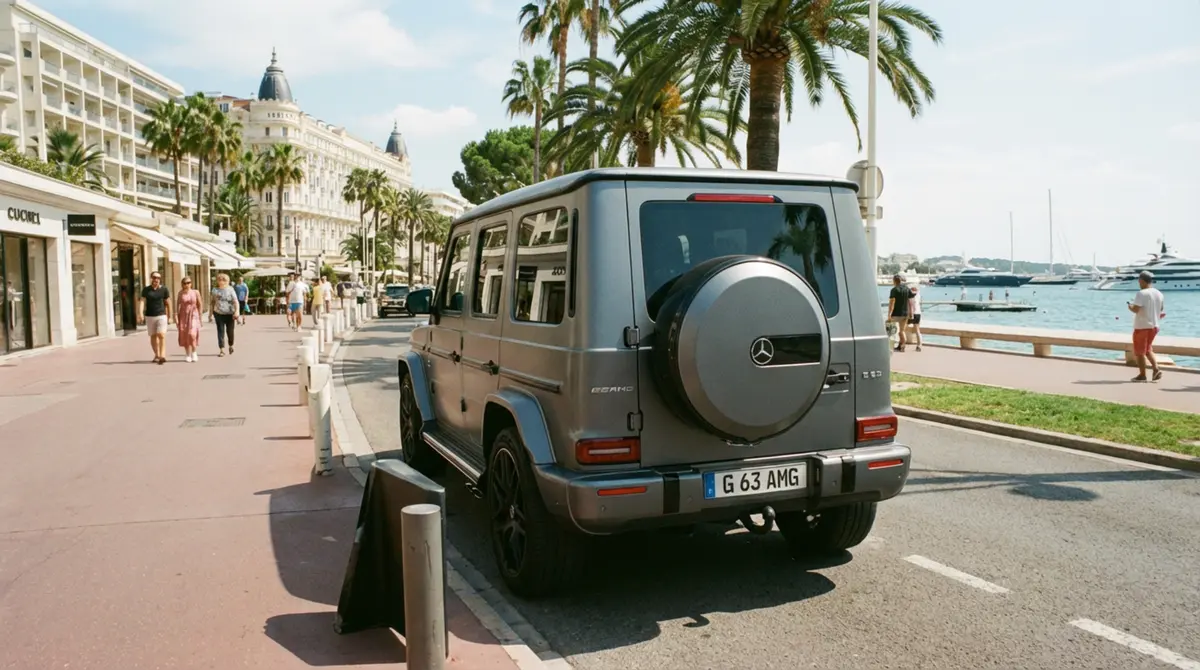 Mercedes Benz G63 2023, front view — Venice Lux Car Rental, Venice. The 2023 Mercedes Benz G63 keeps its slab-sided silhouette and upright stance while…