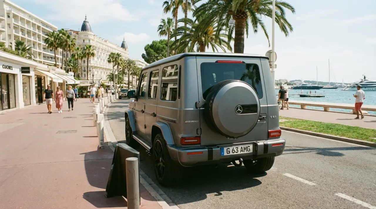 Mercedes Benz G63 2023, front view — Venice Lux Car Rental, Venice. The 2023 Mercedes Benz G63 keeps its slab-sided silhouette and upright stance while…