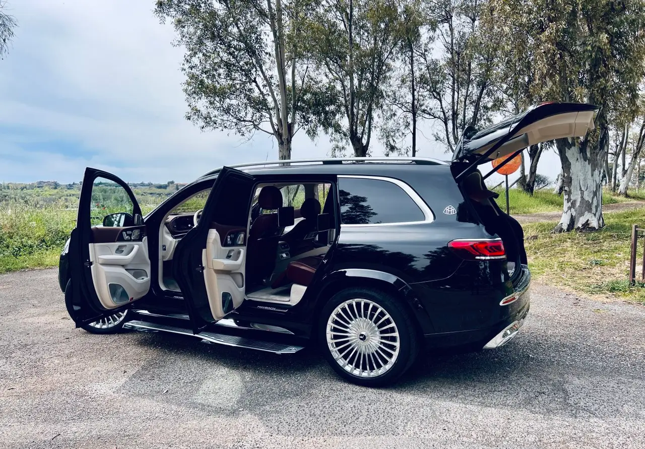 Mercedes Benz GLS Maybach 2022, rear view — Venice Lux Car Rental, Venice. The Mercedes-Benz GLS Maybach carries its weight with a calm, deliberate authority. With…
