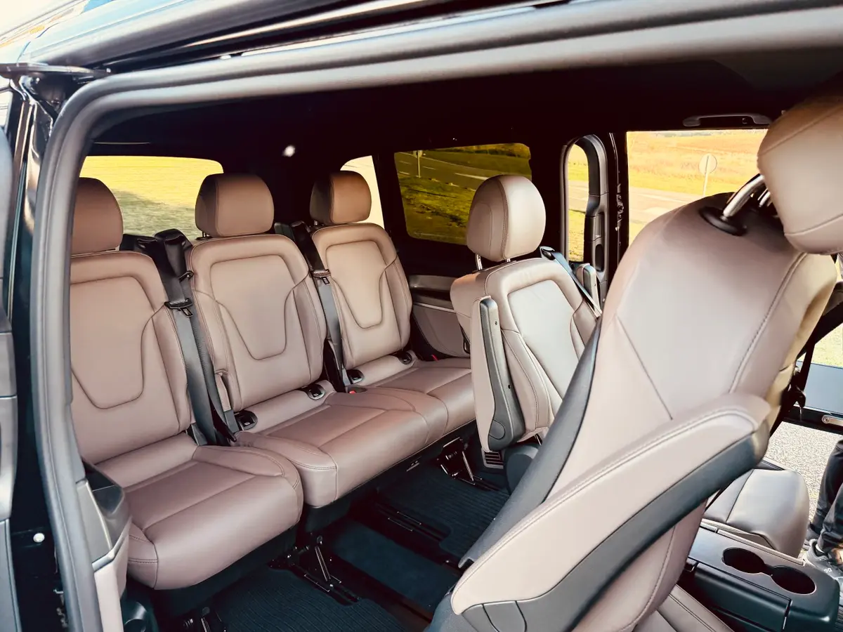 Mercedes Benz V300 4x4 XL Exclusive 7 seats 2025, interior — Venice Lux Car Rental, Venice. The Mercedes Benz V300 4x4 XL Exclusive is built around space rather than speed, and…