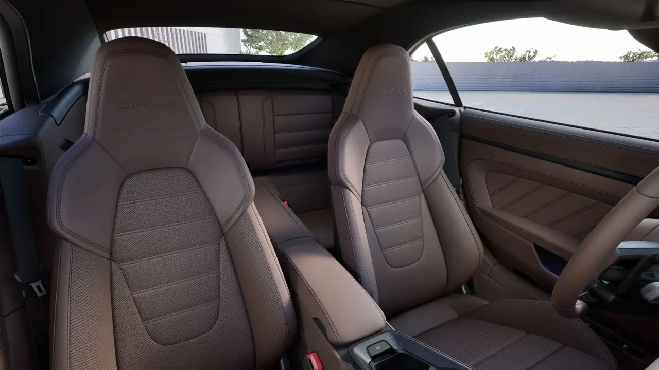 Porsche 911 992 Carrera Turbo S Cabrio 2026, interior — Venice Lux Car Rental, Venice. The 2026 Porsche 911 992 Carrera Turbo S Cabrio carries 650 hp with the calm confidence…