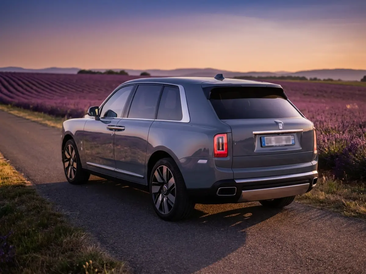 Rolls-Royce Cullinan 2025, front view — Venice Lux Car Rental, Venice. The Rolls-Royce Cullinan carries its size with a kind of quiet confidence rather than…
