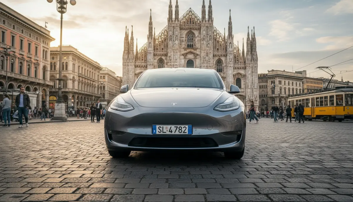 Tesla Model Y Long Range 2023, front view — Venice Lux Car Rental, Venice. The Tesla Model Y Long Range skips the drama and gets on with the job: 378 hp delivered…