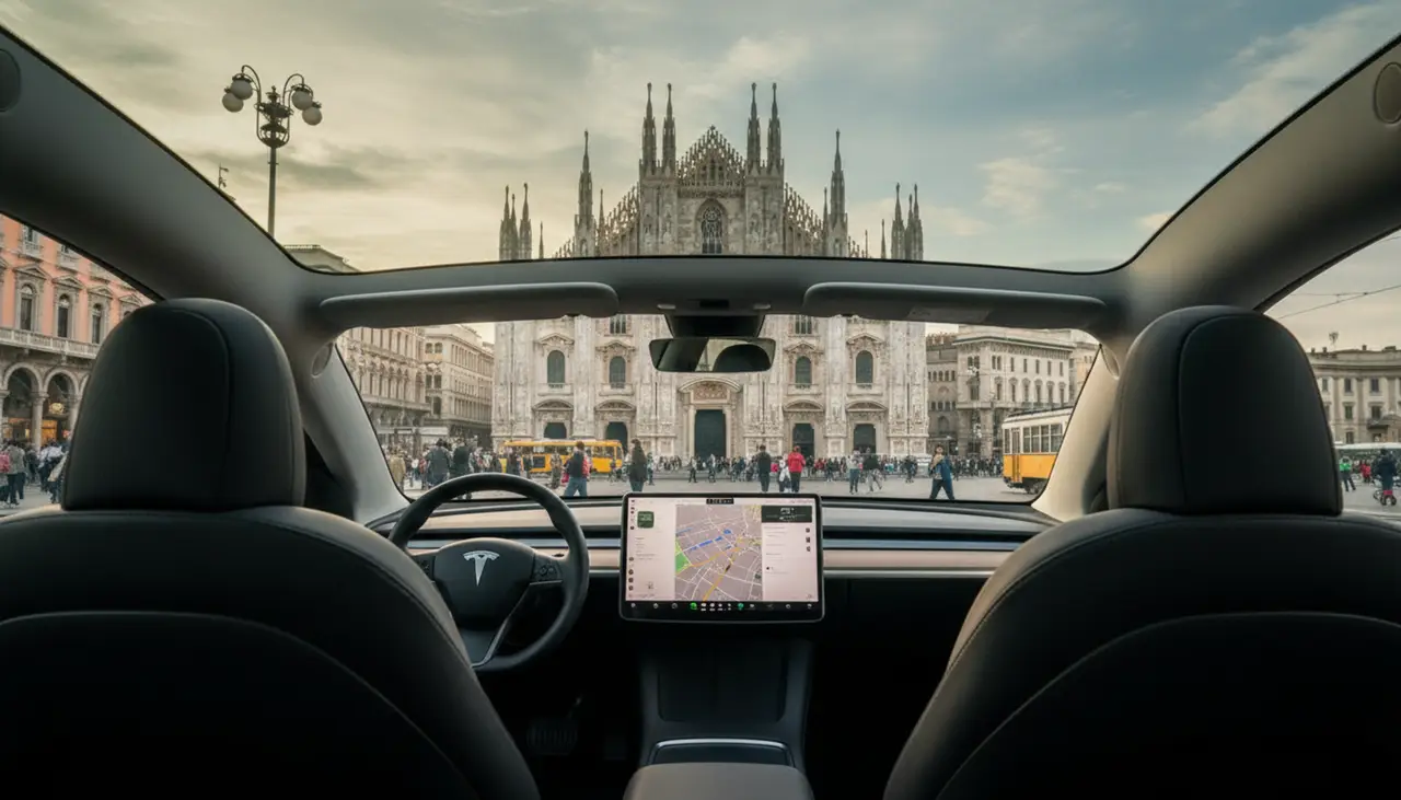 Tesla Model Y Long Range 2023, dashboard — Venice Lux Car Rental, Venice. The Tesla Model Y Long Range skips the drama and gets on with the job: 378 hp delivered…